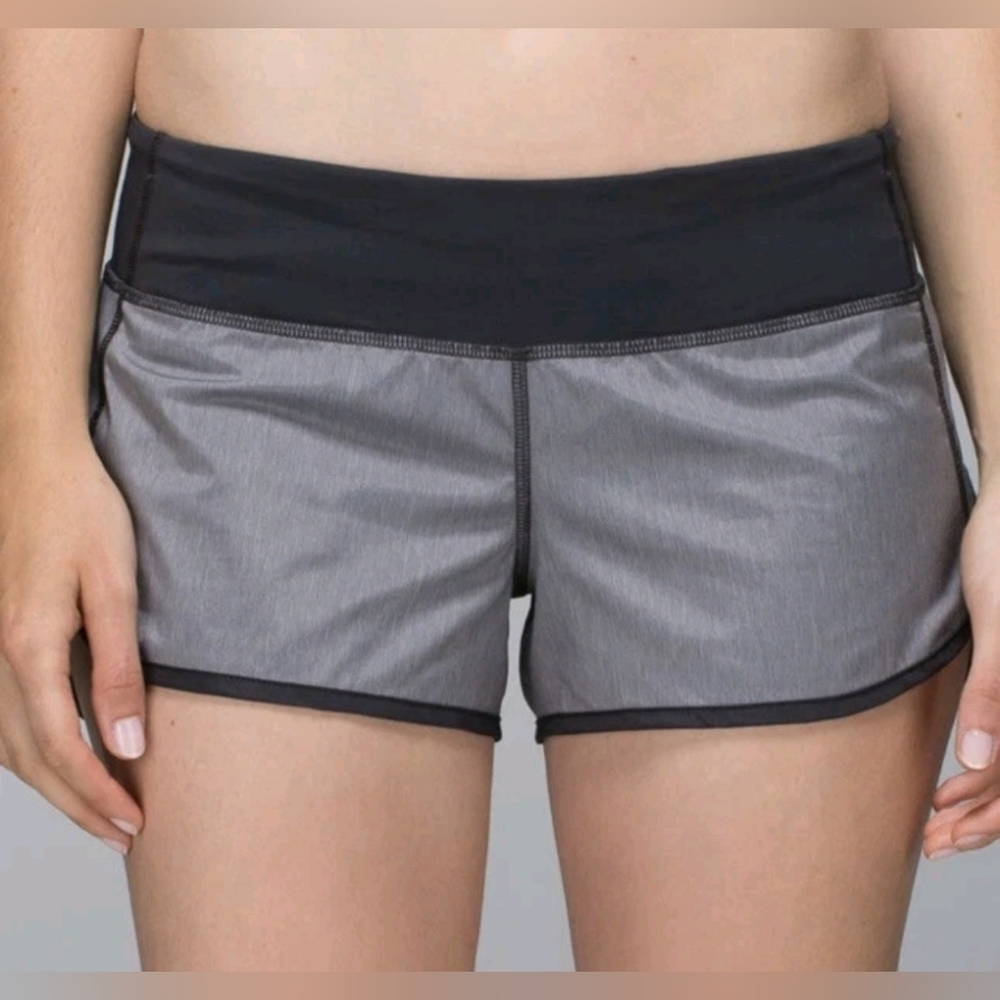 Lululemon Speed Short 2.5” Heathered Slate Deep Coal Size 4